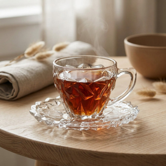 Tea Cup and Saucer Set - 6 Pcs